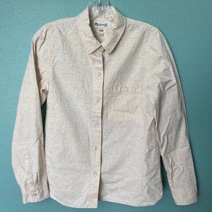 Madewell Rainbow Speckled Cream / Oatmeal Button-Down Long Sleeve Shirt